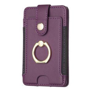 Self-adhesive Phone Back Card Holder with Finger Ring Holder – Dark Purple BFK03