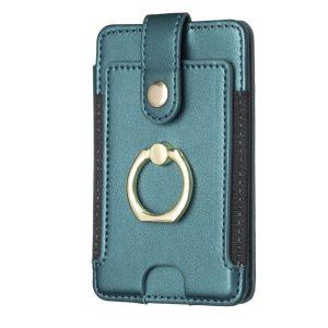 Self-adhesive Phone Back Card Holder with Finger Ring Holder – Green BFK03