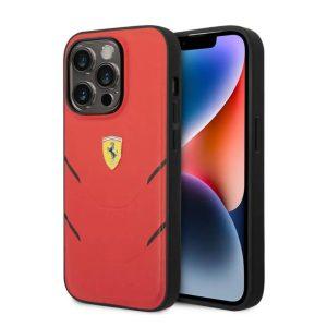 Ferrari iP 14 Pro Hot Stamp Contrasted Lines Cover – Red