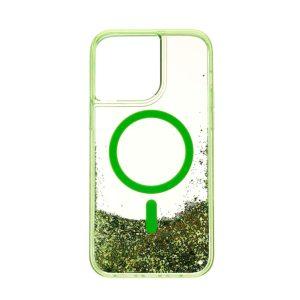 Green Lion iP 14 Pro Magnetic Happiness 3D Glitter Resin Cover – Green (GNMGRC14PGN)
