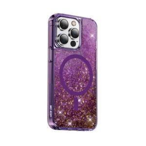 Green Lion iP 14 Pro Magnetic Happiness 3D Glitter Resin Cover – Purple (GNMGRC14PPL)