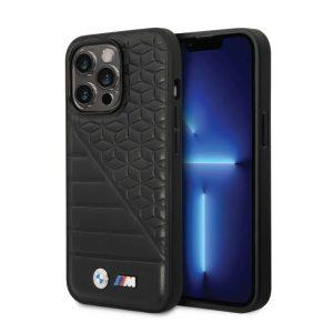 BMW M Collection iP 14 Pro PU Leather Printed Logo Cover – Black