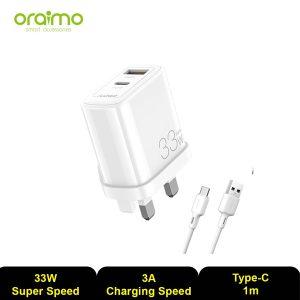 Oraimo Chargerkit U101D + C54 33W Super Speed Fast Charger – White