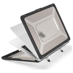 Carbon Fiber Hard PC Soft TPU MB Air 13″ M1 2020 Kickstand Cover for  – Black