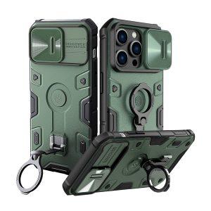 NILLKIN Camshield Armor Pro Cover With Ring Holder iP 14 Pro Max – Dark Green