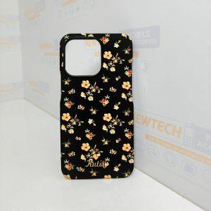 Kutis iP 13 Pro Yellow Floral Printed Cover – Black