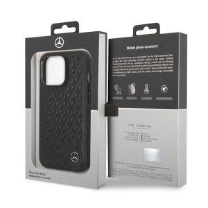 Mercedes-Benz Genuine Leather Cover With Star Pattern For iP 14 Pro – Black (MEHCP14L8REMPK)