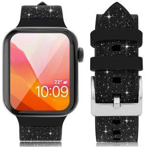 KINGXBAR Glitter Powder Silicone for iWatch 38/40mm – Black