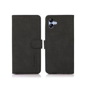 KHAZNEH Leather Cover with Wallet for SAM A04e – Black