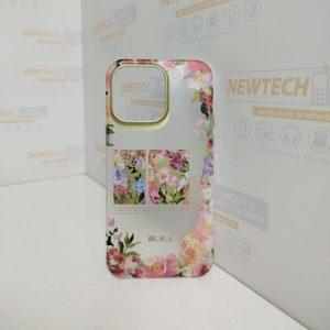 Mikalen iP 14 Plus Floral Gold Lens Border Cover – Red