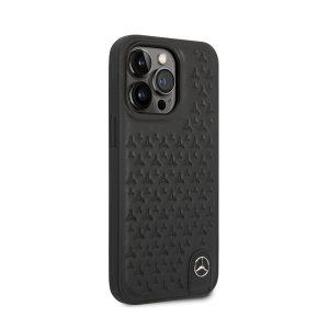 Mercedes-Benz Genuine Leather Cover With Star Pattern For iP 14 Pro – Black (MEHCP14L8REMPK)