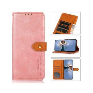 KHAZNEH Leather Cover with Wallet for SAM A04e – Rose Gold