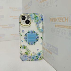 Mikalen iP 14 Plus Floral Gold Lens Border Cover – Blue