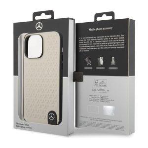 Mercedes-Benz Genuine Leather Cover With Star Pattern For iP 14 Pro – Gray (MEHCP14L8REMPG)