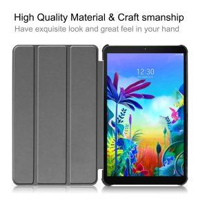 Tri-fold Stand Leather Cover for Lenovo Tab M7 – Gray