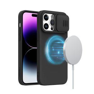 NILLKIN Camshield Silicone Cover Compatible With Magsafe for iP 14 Pro Max – Black