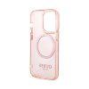 Guess iPhone 14 Pro Max Translucent Gold Outline MagSafe Cover - Pink - Image 2