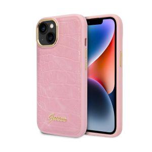 Guess iP 14 Plus PU Leather Croco Cover – Pink