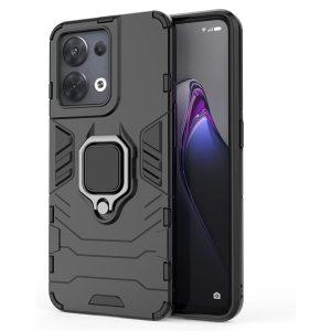 Ring Kickstand Rugged Protective Cover for OP Reno 8 5G – Black