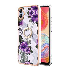 YB IMD Series SAM A04e Marble Pattern Kickstand Cover – Purple Flowers