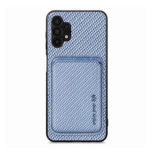Carbon Fiber Texture Leather SAM A32 Cover With Detachable Card Holder – Blue