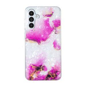 YB IMD Series SAM A04s Marble Pattern Cover – Purple Flower