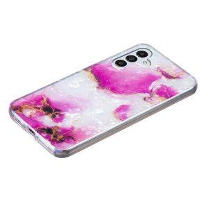 YB IMD Series SAM A04s Marble Pattern Cover – Purple Flower