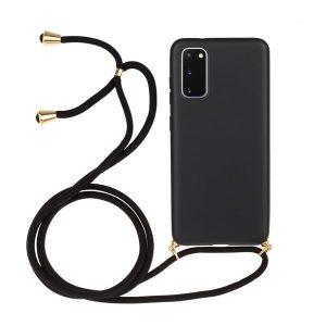 Silicone SAM A02s Cover With Lanyard – Black