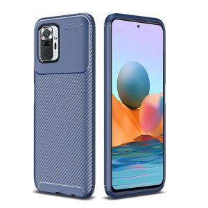 Carbon Fiber Texture Redmi Note 10 4G Cover – Blue