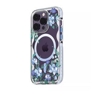 Kingxbar iP 14 Pro Max Flora Series MagSafe Cover – Blue Orchid