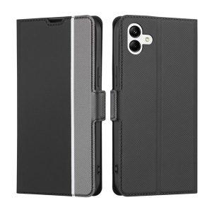 Twill Texture PU Leather Flip With Card Slot Cover for SAM A04 – Black