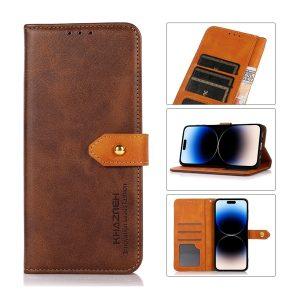 KHAZNEH Leather iP 14 Pro Max Cover with Wallet – Brown