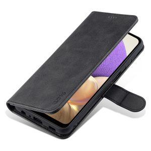 Azns Leather SAM A32 5G Cover – Black