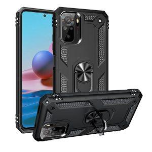 Ring Kickstand Rugged Protective Redmi Note 10 4G Cover – Black