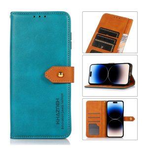 KHAZNEH Leather iP 14 Pro Max Cover with Wallet – Blue
