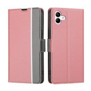 Twill Texture PU Leather Flip With Card Slot Cover for SAM A04 – Pink