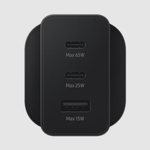 Samsung 65W PD Power Adapter Trio (Type-C x 2 Ports, USB-A) – Black EP-T6530