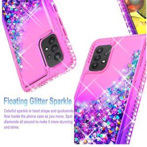 Hybrid Hard Acrylic + TPU SAM A52 Tree Printed Cover With Lanyard Quickstand Glitters