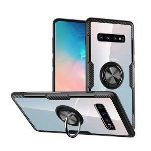 Ring Kickstand TPU Carbon Fiber SAM S10 Plus Cover  – Black