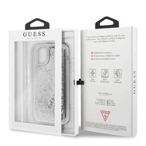 Guess Glitters Heart Charms iP 11 Pro Cover – Silver