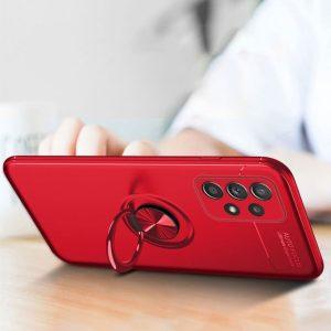 Ring Kickstand Hybrid PC TPU Cover for SAM A53 – Red