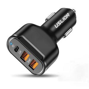 Uslion Dual USB Ports PD Type-C Car Charger – Black