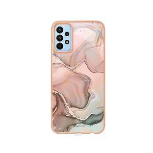 YB IMD Series-3 SAM A32 5G Marble Pattern Cover With Lanyard – Pink/White
