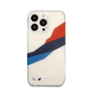 BMW Motorsport iP 13 Pro PC/TPU Hard Case Tricolor Stripe Cover – Clear