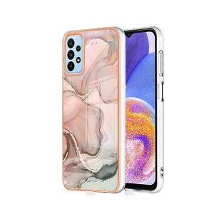 YB IMD Series-3 SAM A32 5G Marble Pattern Cover With Lanyard – Pink/White