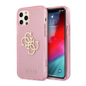Guess PC iP 12/12 Pro Glitter 4G Big Logo Cover – Pink
