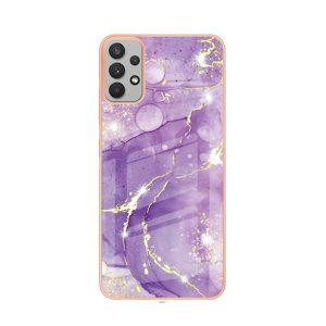 YB IMD Series-3 SAM A32 5G Marble Pattern Cover With Lanyard – Light Purple