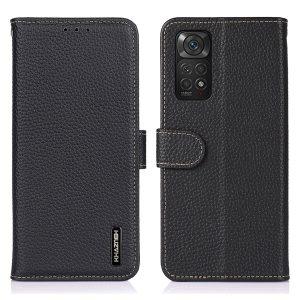 KHAZNEH Leather Cover with Wallet for Redmi Note 11/11s – Black