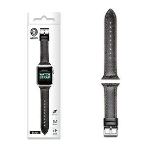 Green Genuine Leather Watch Strap for Apple Watch 40mm – Black