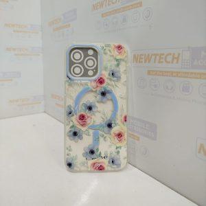 Kingcase iP 14 Pro Max Floral MagSafe Cover – Light Blue